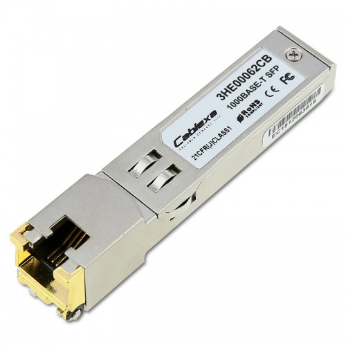 Alcatel-Lucent 3HE00062CB, 1-port 1000BASE-TX Small Form-Factor Pluggable (SFP) Copper Module, Cat5, RJ45 Connector, RoHS 6/6 compliant, Extended Temperature -40/85C