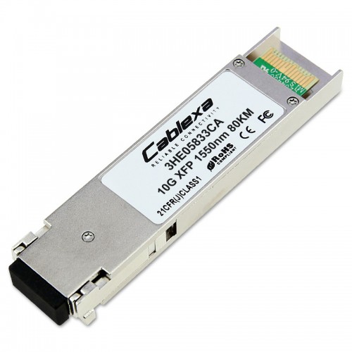 Alcatel-Lucent 3HE05833CA, 1-port 10GBASE-ZR Small Form-Factor Pluggable (XFP) Optics Module, Single Mode Fiber (SMF), 80km, 1550nm, LC Connector, Digital Diagnostic Monitor(DDM), RoHS 6/6 compliant, Extended Temperature -40/85C