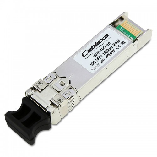 Alcatel-Lucent ISFP-10G-ER, 10 Gigabit industrial optical transceiver (SFP+). Supports monomode fiber over 1550nm wavelength (nominal) with an LC connector. Typical reach of 40Km