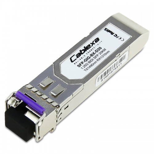 Alcatel-Lucent SFP-GIG-BX-D20, 1000Base-BX SFP transceiver with an LC type of interface, TX-1490nm RX-1310nm 20km