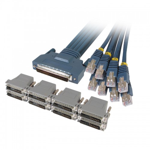 Cisco Compatible CAB-OCTAL-KIT, CAB-OCTAL-ASYNC Cable and 8 RJ45 to DB25 Male Adapters