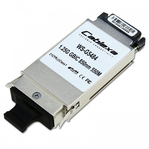 Cisco Compatible WS-G5484 1000BASE-SX GBIC transceiver module for Multi mode Fiber (MMF), 850-nanometer (nm) wavelength, 550m, dual SC/PC connector 