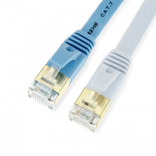 Cablexa Cat7 Snagless / Molded Boot SSTP Flat LAN Patch Cable with Gold Plated Connector