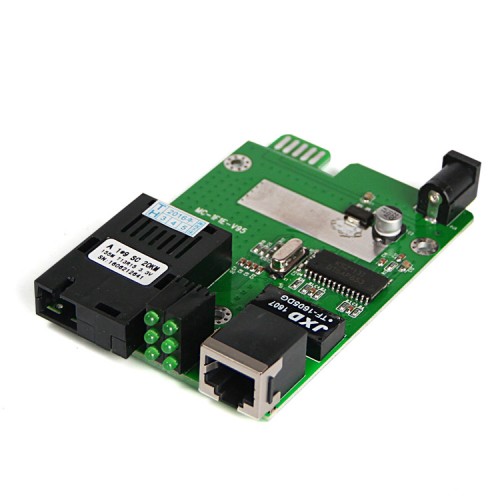 Single Fiber 10/100M Fiber Media Converter Module, 1-port Fiber & 1-port RJ45, Tx:1310nm/Rx:1550nm, Singlemode, 20km