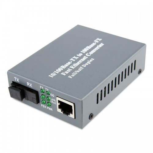 Single Fiber Fast Ethernet Standalone WDM / BiDi Fiber Media Converter, 1-port Fiber & 1-port RJ45, Tx:1490nm/Rx:1550nm, Singlemode, 80km