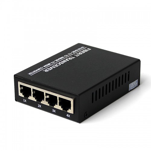 Single Fiber Fast Ethernet Standalone WDM / BiDi Fiber Media Converter, 1-port Fiber & 4-port RJ45, Tx:1310nm/Rx:1550nm, Singlemode, 40km