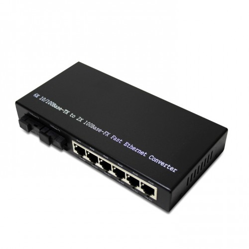 Single Fiber Fast Ethernet Standalone WDM / BiDi Fiber Media Converter, 2-port Fiber & 6-port RJ45, Tx:1310nm/Rx:1550nm, Singlemode, 40km