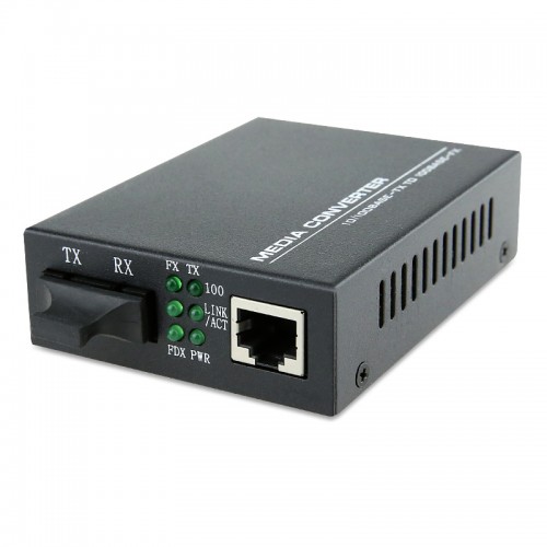 Dual Fiber 10/100Base-TX to 100Base-FX Fast Ethernet Standalone Fiber Media Converter, 1-port Fiber & 1-port RJ45, 1310nm Multimode, 2km