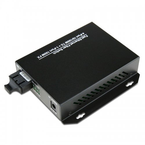 Dual Fiber 10/100Base-TX to 100Base-EX Fast Ethernet Standalone Fiber Media Converter, 1-port Fiber & 4-port RJ45, 1310nm Singlemode, 40km