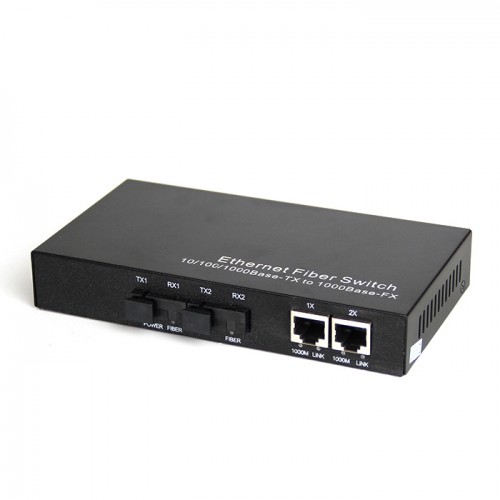 Single Fiber Gigabit Ethernet WDM / BiDi Fiber Media Converter, 2-port Fiber & 2-port RJ45, Tx:1310nm/Rx:1550nm, Singlemode, 40km