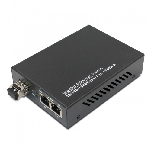 1-port GE SFP & 2-port 10/100/1000Base-T RJ45 Gigabit Ethernet Switch / SFP Media Converter