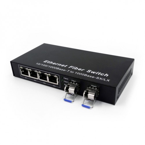 2-port GE SFP & 4-port 10/100/1000Base-T RJ45 Gigabit Ethernet Switch / SFP Media Converter