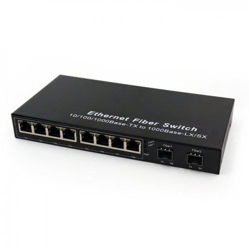 2-port GE SFP & 8-port 10/100/1000Base-T RJ45 Gigabit Ethernet Switch / SFP Media Converter