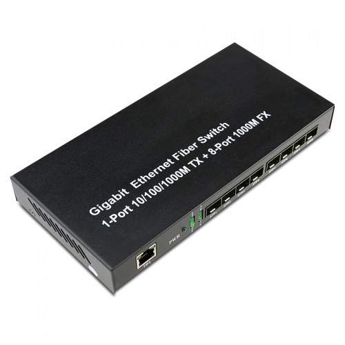 8-port GE SFP & 1-port 10/100/1000Base-T RJ45 Gigabit Ethernet Switch / SFP Media Converter