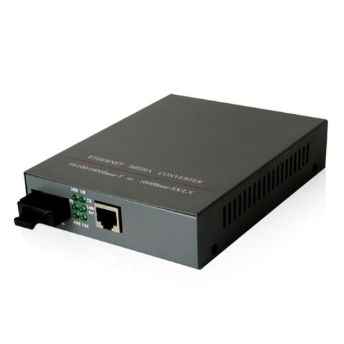 Dual Fiber 10/100/1000M Managed Standalone Fiber Media Converter, Built-in Power Supply, 1-port Fiber & 1-port RJ45, 1550nm Singlemode, 80km