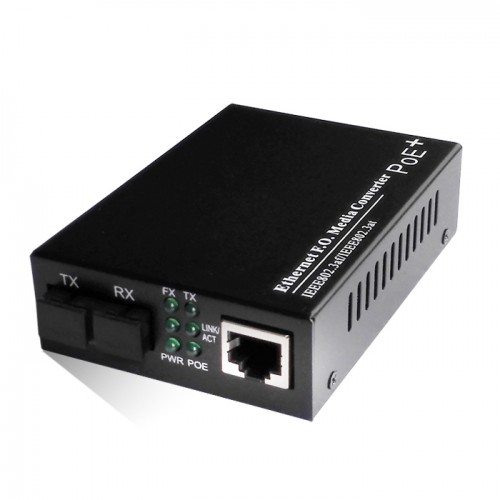 Dual Fiber 10/100M PoE Media Converter, 1-port Fiber & 1-port RJ45, 1310nm Singlemode, 40km