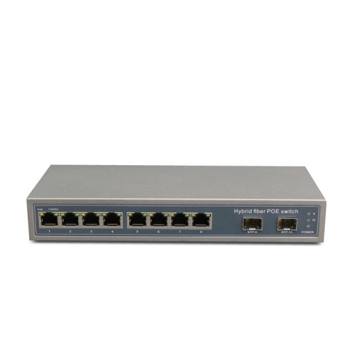 2-port FE SFP & 8-port 10/100Base-T RJ45 Fast Ethernet SFP PoE Media Converter