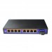 Single Fiber 10/100M PoE Media Converter, 1-port Fiber & 8-port RJ45, Tx:1310nm/Rx:1550nm, Singlemode, 20km