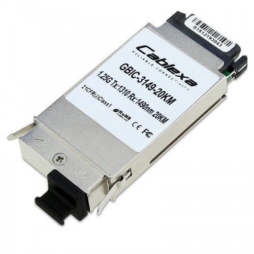 Cablexa GBIC BIDI, 1.25Gb/s, TX-1310nm, RX-1490nm, SMF, Simplex SC, 20KM Transceiver Module