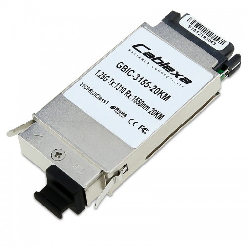 Cablexa GBIC BIDI, 1.25Gb/s, TX-1310nm, RX-1550nm, SMF, Simplex SC, 20KM Transceiver Module