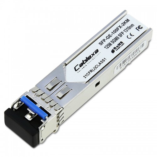 Cablexa SFP, 125Mb/s, GE-100FX, Fast Ethernet for GE Port, MMF, 1310nm, Duplex LC, 2KM Transceiver Module