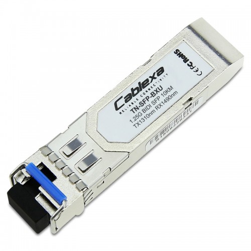 Transition Networks TN-SFP-BXU, 1000Base-BX 1310nm TX/1490nm RX single mode (LC) with DMI [10 km/6.2 mi.] Link Budget: 11.0 dB 